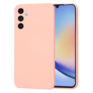 Husa pentru  Samsung Galaxy A34 5G Liquid Silicone, subțire, captusita cu microfibra, anti amprentă, protectie cameră foto, roz