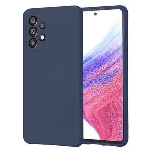 Husa pentru  Samsung Galaxy A53 5G Liquid Silicone, subțire, captusita cu microfibra, anti amprentă, protectie cameră foto, albastru