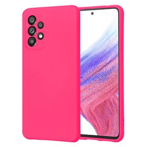 Husa pentru  Samsung Galaxy A53 5G Liquid Silicone, subțire, captusita cu microfibra, anti amprentă, protectie cameră foto, fucsia