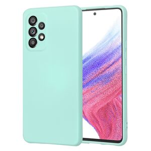 Husa pentru  Samsung Galaxy A53 5G Liquid Silicone, subțire, captusita cu microfibra, anti amprentă, protectie cameră foto, turcoaz