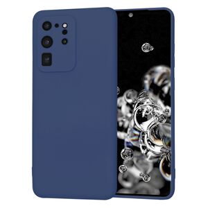 Husa pentru  Samsung Galaxy S20 Ultra Liquid Silicone, subțire, captusita cu microfibra, anti amprentă, protectie cameră foto, albastru