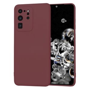 Husa pentru  Samsung Galaxy S20 Ultra Liquid Silicone, subțire, captusita cu microfibra, anti amprentă, protectie cameră foto, bordeaux