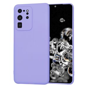 Husa pentru  Samsung Galaxy S20 Ultra Liquid Silicone, subțire, captusita cu microfibra, anti amprentă, protectie cameră foto, lavanda
