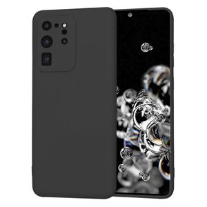 Husa pentru  Samsung Galaxy S20 Ultra Liquid Silicone, subțire, captusita cu microfibra, anti amprentă, protectie cameră foto, negru