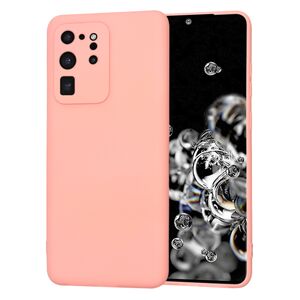 Husa pentru  Samsung Galaxy S20 Ultra Liquid Silicone, subțire, captusita cu microfibra, anti amprentă, protectie cameră foto, roz