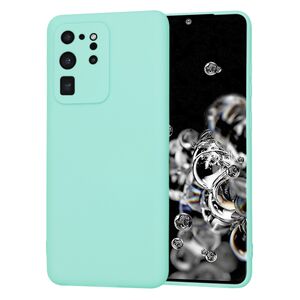 Husa pentru  Samsung Galaxy S20 Ultra Liquid Silicone, subțire, captusita cu microfibra, anti amprentă, protectie cameră foto, turcoaz