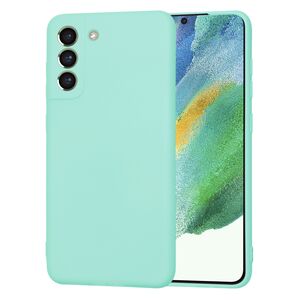 Husa pentru  Samsung Galaxy S21 FE Liquid Silicone, subțire, captusita cu microfibra, anti amprentă, protectie cameră foto, turcoaz