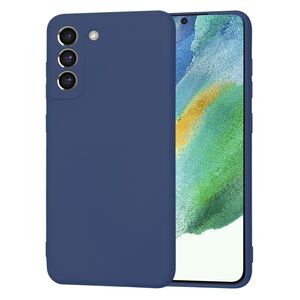 Husa pentru  Samsung Galaxy S21 FE Liquid Silicone, subțire, captusita cu microfibra, anti amprentă, protectie cameră foto, albastru