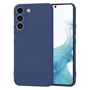 Husa pentru  Samsung Galaxy S22 5G Liquid Silicone, subțire, captusita cu microfibra, anti amprentă, protectie cameră foto, albastru
