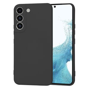 Husa pentru  Samsung Galaxy S22 5G Liquid Silicone, subțire, captusita cu microfibra, anti amprentă, protectie cameră foto, negru