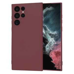 Husa pentru  Samsung Galaxy S22 Ultra 5G Liquid Silicone, subțire, captusita cu microfibra, anti amprentă, protectie cameră foto, bordeaux