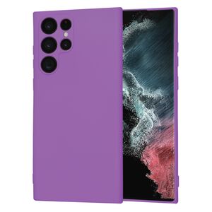 Husa pentru  Samsung Galaxy S22 Ultra 5G Liquid Silicone, subțire, captusita cu microfibra, anti amprentă, protectie cameră foto, mov