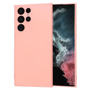Husa pentru  Samsung Galaxy S22 Ultra 5G Liquid Silicone, subțire, captusita cu microfibra, anti amprentă, protectie cameră foto, roz