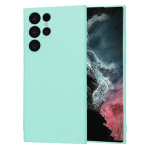 Husa pentru  Samsung Galaxy S22 Ultra 5G Liquid Silicone, subțire, captusita cu microfibra, anti amprentă, protectie cameră foto, turcoaz