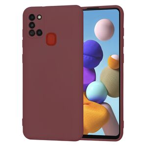 Husa pentru Samsung Galaxy A21s Liquid Silicone, subțire, captusita cu microfibra, anti amprentă, protectie cameră foto, bordeaux