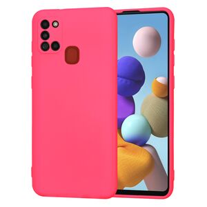 Husa pentru Samsung Galaxy A21s Liquid Silicone, subțire, captusita cu microfibra, anti amprentă, protectie cameră foto, fucsia