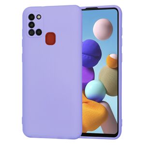 Husa pentru Samsung Galaxy A21s Liquid Silicone, subțire, captusita cu microfibra, anti amprentă, protectie cameră foto, lavanda