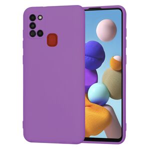 Husa pentru Samsung Galaxy A21s Liquid Silicone, subțire, captusita cu microfibra, anti amprentă, protectie cameră foto, mov