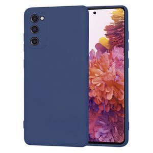 Husa pentru Samsung Galaxy S20 FE Liquid Silicone, subțire, captusita cu microfibra, anti amprentă, protectie cameră foto, albastru