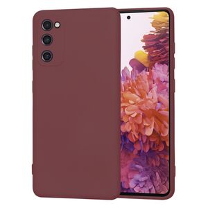 Husa pentru Samsung Galaxy S20 FE Liquid Silicone, subțire, captusita cu microfibra, anti amprentă, protectie cameră foto, bordeaux