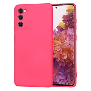 Husa pentru Samsung Galaxy S20 FE Liquid Silicone, subțire, captusita cu microfibra, anti amprentă, protectie cameră foto, fucsia