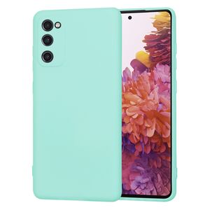 Husa pentru Samsung Galaxy S20 FE Liquid Silicone, subțire, captusita cu microfibra, anti amprentă, protectie cameră foto, turcoaz