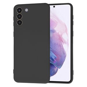 Husa pentru Samsung Galaxy S21+ Plus  Liquid Silicone, subțire, captusita cu microfibra, anti amprentă, protectie cameră foto, negru