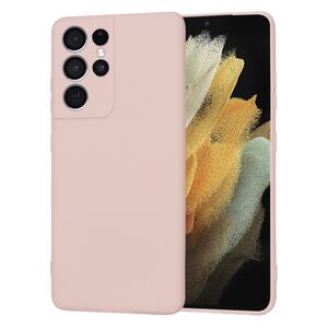 Husa pentru Samsung Galaxy S21 Ultra Liquid Silicone, subțire, captusita cu microfibra, anti amprentă, protectie cameră foto, roz inchis