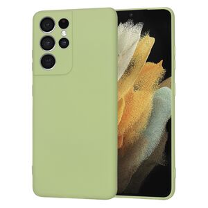 Husa pentru Samsung Galaxy S21 Ultra Liquid Silicone, subțire, captusita cu microfibra, anti amprentă, protectie cameră foto, verde