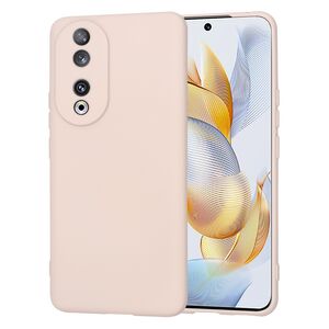 Husa pentru  Honor 90 Liquid Silicone, subțire, captusita cu microfibra, anti amprentă, protectie cameră foto, roz inchis
