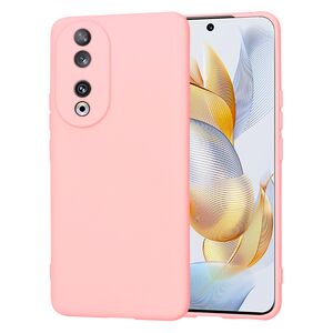 Husa pentru  Honor 90 Liquid Silicone, subțire, captusita cu microfibra, anti amprentă, protectie cameră foto, roz