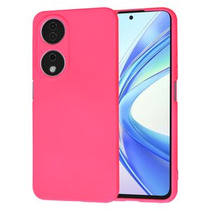 Husa pentru  Honor X7b Liquid Silicone, subțire, captusita cu microfibra, anti amprentă, protectie cameră foto, fucsia