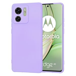Husa pentru  Motorola Edge 40 Liquid Silicone, subțire, captusita cu microfibra, anti amprentă, protectie cameră foto, lavanda