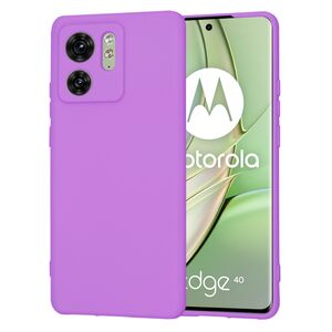 Husa pentru  Motorola Edge 40 Liquid Silicone, subțire, captusita cu microfibra, anti amprentă, protectie cameră foto, mov