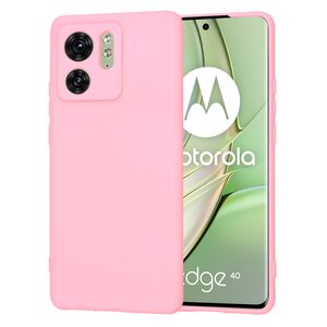 Husa pentru  Motorola Edge 40 Liquid Silicone, subțire, captusita cu microfibra, anti amprentă, protectie cameră foto, roz