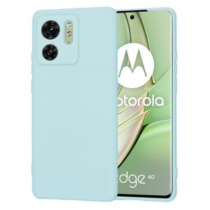 Husa pentru  Motorola Edge 40 Liquid Silicone, subțire, captusita cu microfibra, anti amprentă, protectie cameră foto, turcoaz