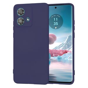 Husa pentru  Motorola Edge 40 NEO Liquid Silicone, subțire, captusita cu microfibra, anti amprentă, protectie cameră foto, albastru