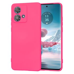 Husa pentru  Motorola Edge 40 NEO Liquid Silicone, subțire, captusita cu microfibra, anti amprentă, protectie cameră foto, fucsia