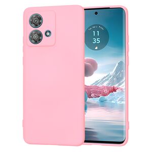 Husa pentru  Motorola Edge 40 NEO Liquid Silicone, subțire, captusita cu microfibra, anti amprentă, protectie cameră foto, roz