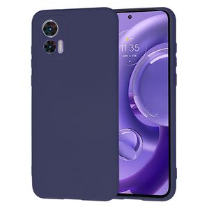 Husa pentru  Motorola Moto Edge 30 NEO Liquid Silicone, subțire, captusita cu microfibra, anti amprentă, protectie cameră foto, albastru