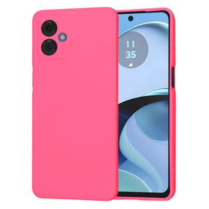 Husa pentru  Motorola Moto G14 Liquid Silicone, subțire, captusita cu microfibra, anti amprentă, protectie cameră foto, fucsia