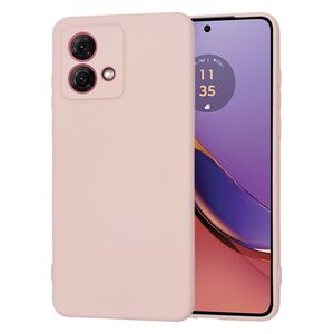 Husa pentru  Motorola Moto G84 Liquid Silicone, subțire, captusita cu microfibra, anti amprentă, protectie cameră foto, roz inchis