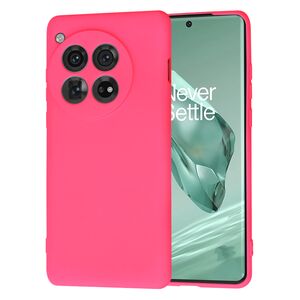 Husa pentru  OnePlus 12 Liquid Silicone, subțire, captusita cu microfibra, anti amprentă, protectie cameră foto, fucsia