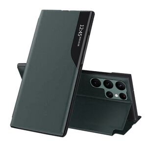 Husa pentru  Samsung Galaxy S22 Ultra 5G tip carte, Smart View, verde