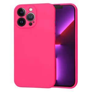 Husa pentru  iPhone 13 Pro Liquid Silicone, subțire, captusita cu microfibra, anti amprentă, protectie cameră foto, fucsia