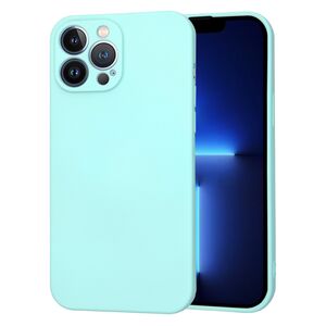 Husa pentru  iPhone 13 Pro Max Liquid Silicone, subțire, captusita cu microfibra, anti amprentă, protectie cameră foto, turcoaz
