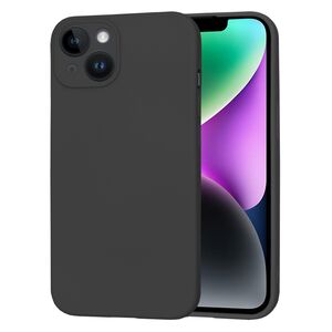 Husa pentru  iPhone 14 Liquid Silicone, subțire, captusita cu microfibra, anti amprentă, protectie cameră foto, negru