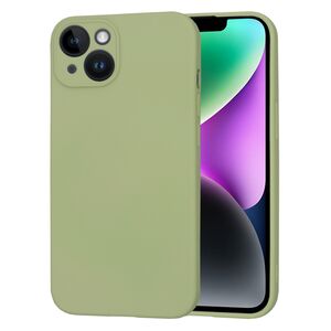 Husa pentru  iPhone 14 Liquid Silicone, subțire, captusita cu microfibra, anti amprentă, protectie cameră foto, verde