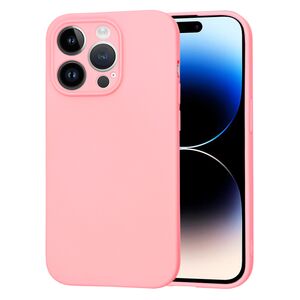 Husa pentru  iPhone 14 Pro  Liquid Silicone, subțire, captusita cu microfibra, anti amprentă, protectie cameră foto, roz