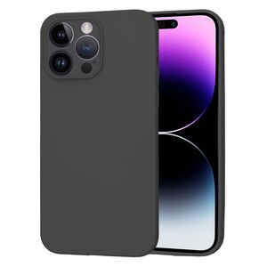 Husa pentru  iPhone 14 Pro Max Liquid Silicone, subțire, captusita cu microfibra, anti amprentă, protectie cameră foto, negru